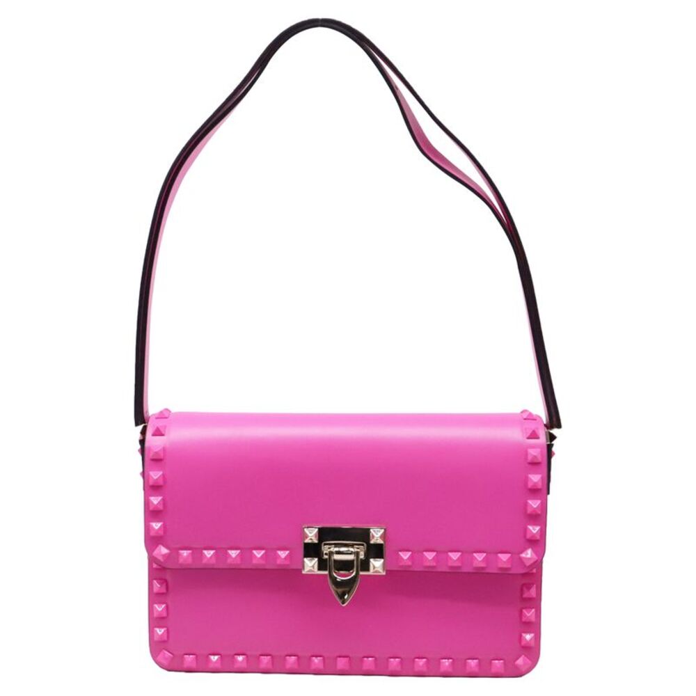 Valentino Garavani Rockstud23 East West Shoulder Bag in Pink Leather